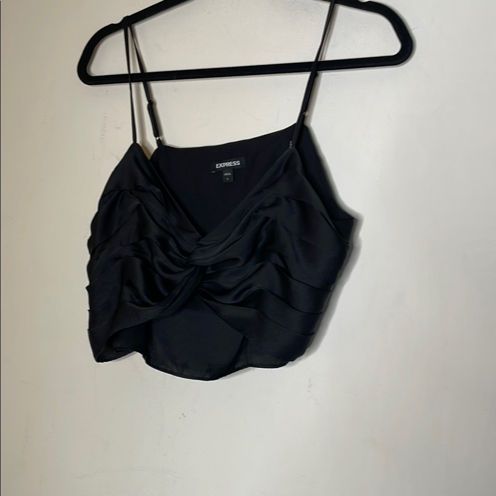 Express Black Ruched Tie Front Camisole